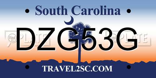 DZG53G South Carolina License Plate