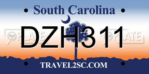 DZH311 South Carolina License Plate