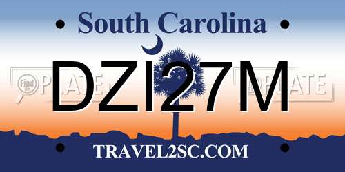 DZI27M South Carolina License Plate