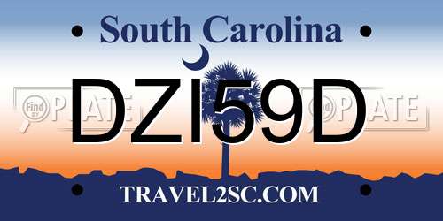 DZI59D South Carolina License Plate
