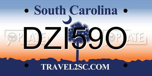 DZI59O South Carolina License Plate