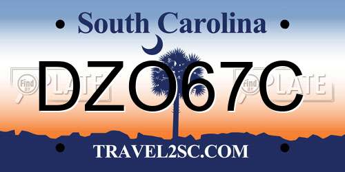 DZO67C South Carolina License Plate