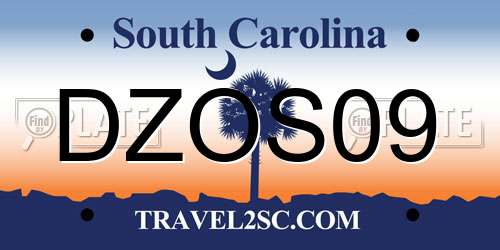 DZOS09 South Carolina License Plate