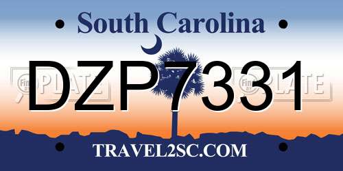 DZP7331 South Carolina License Plate