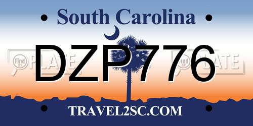 DZP776 South Carolina License Plate