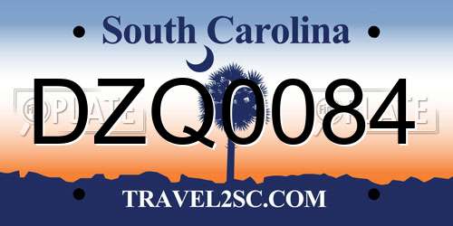 DZQ0084 South Carolina License Plate