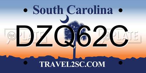 DZQ62C South Carolina License Plate