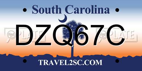 DZQ67C South Carolina License Plate