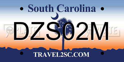 DZS02M South Carolina License Plate