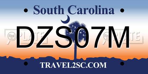 DZS07M South Carolina License Plate