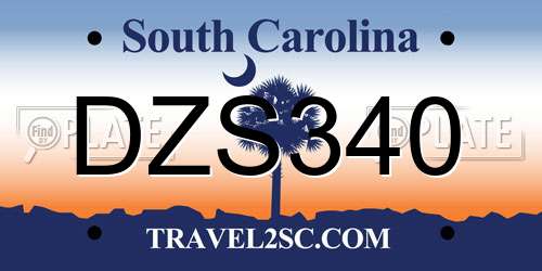 DZS340 South Carolina License Plate