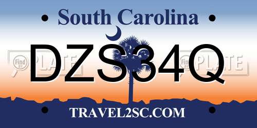 DZS34Q South Carolina License Plate