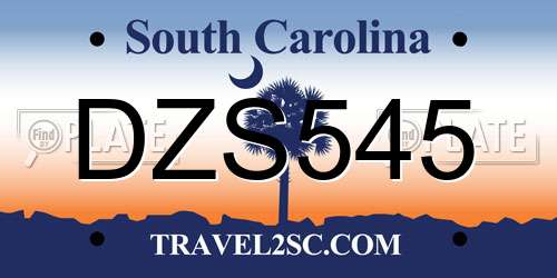 DZS545 South Carolina License Plate