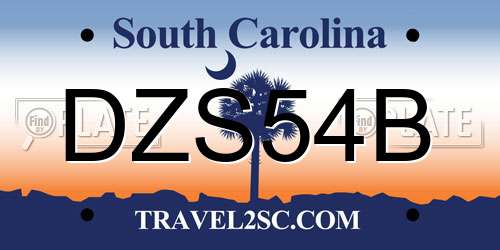 DZS54B South Carolina License Plate