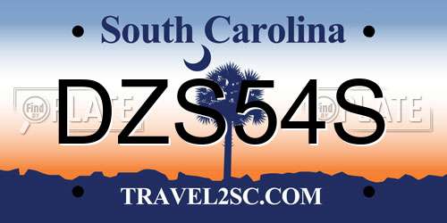 DZS54S South Carolina License Plate