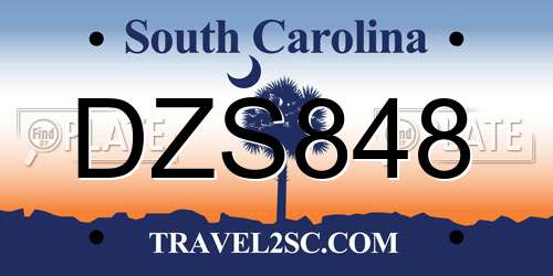 DZS848 South Carolina License Plate