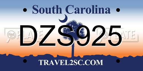 DZS925 South Carolina License Plate