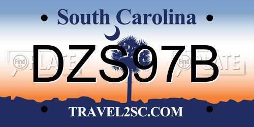 DZS97B South Carolina License Plate