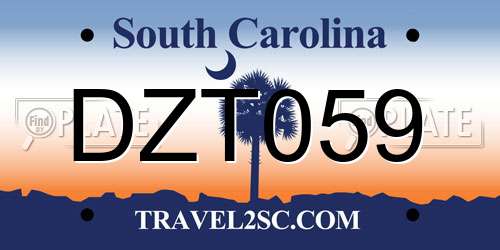 DZT059 South Carolina License Plate