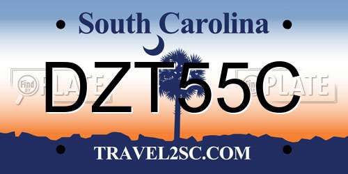 DZT55C South Carolina License Plate