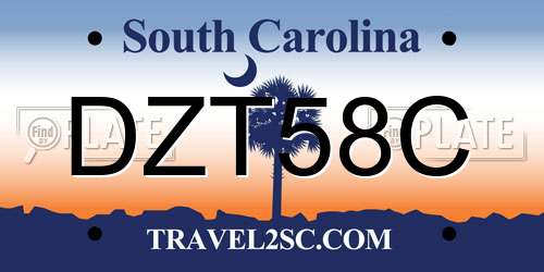 DZT58C South Carolina License Plate