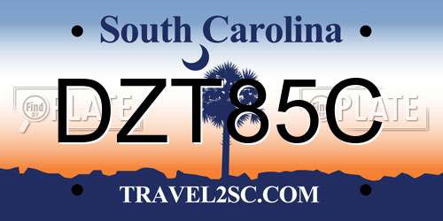 DZT85C South Carolina License Plate