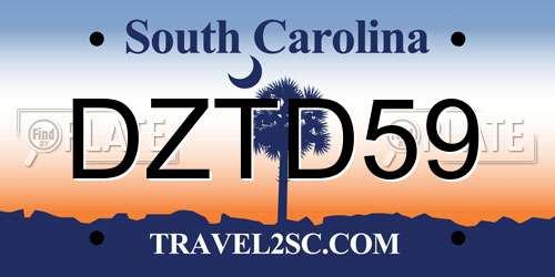 DZTD59 South Carolina License Plate