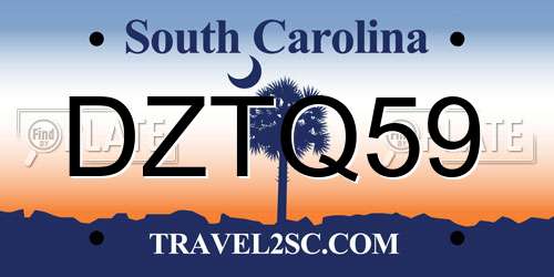 DZTQ59 South Carolina License Plate