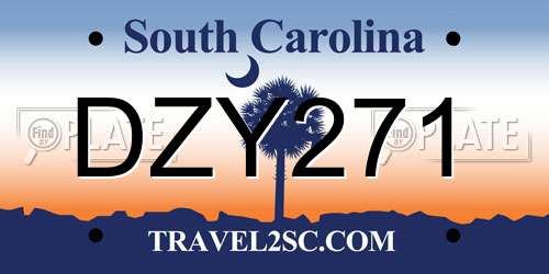 DZY271 South Carolina License Plate