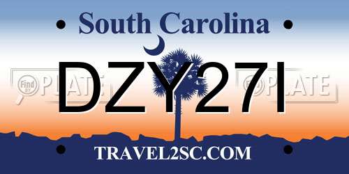 DZY27I South Carolina License Plate