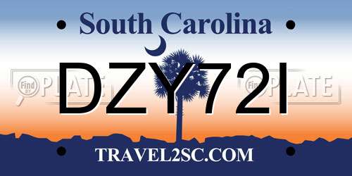 DZY72I South Carolina License Plate