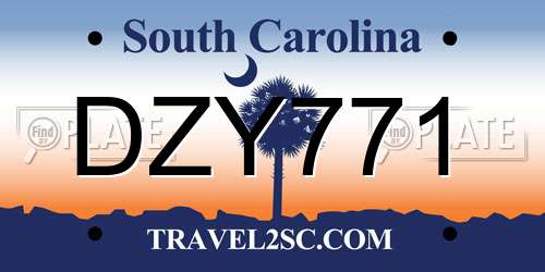 DZY771 South Carolina License Plate