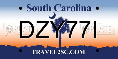 DZY77I South Carolina License Plate
