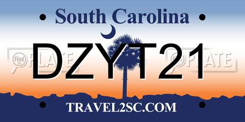 DZYT21 South Carolina License Plate