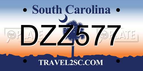 DZZ577 South Carolina License Plate