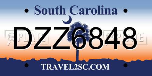 DZZ6848 South Carolina License Plate
