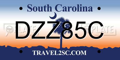 DZZ85C South Carolina License Plate