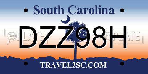 DZZ98H South Carolina License Plate