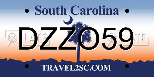 DZZO59 South Carolina License Plate
