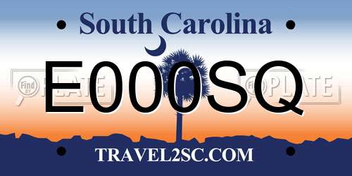 E000SQ South Carolina License Plate