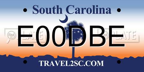 E00DBE South Carolina License Plate