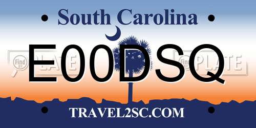E00DSQ South Carolina License Plate