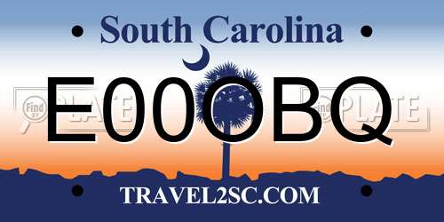 E00OBQ South Carolina License Plate