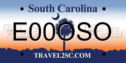 E00OSO South Carolina License Plate