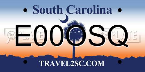 E00OSQ South Carolina License Plate