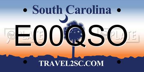 E00QSO South Carolina License Plate