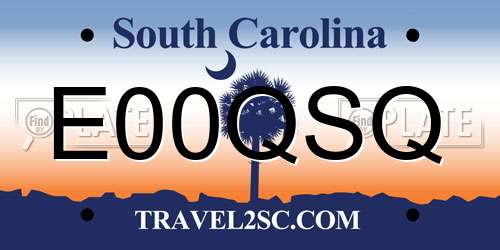 E00QSQ South Carolina License Plate