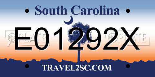 E01292X South Carolina License Plate