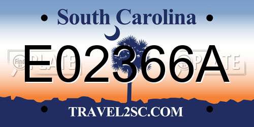 E02366A South Carolina License Plate