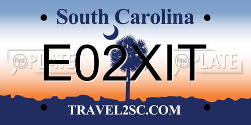 E02XIT South Carolina License Plate